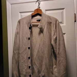 L RW&Co Beige Bomber Cardigan